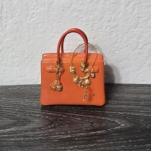 Orange Handbag with Gold Accents Ornament